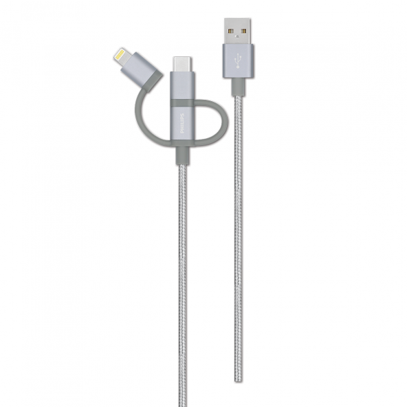 Philips DLC2608SR IMF Lisanslı Lightning&Type-C&Micro USB Bir Arada Şarj Kablosu ürün görseli 1