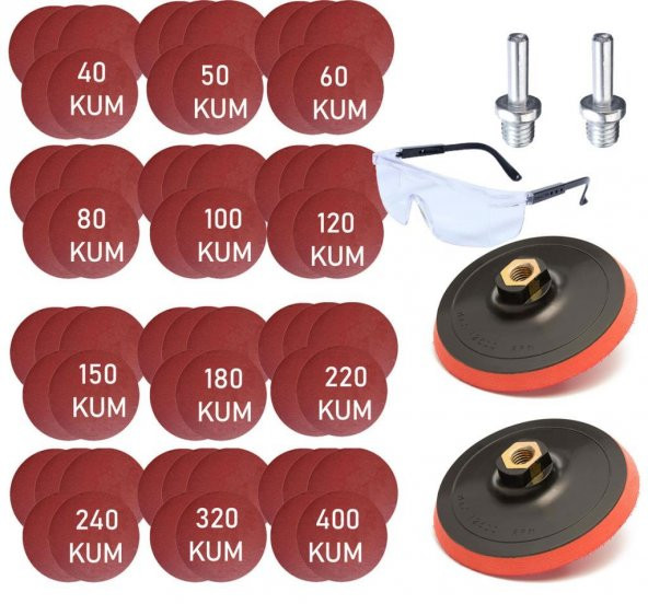 Ugr Cırt Zımpara Seti + Matkap Aparat + Gözlük 115 mm (65 Parça) ürün görseli 1
