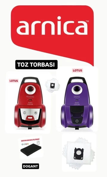 Arnica Lotus Süpürge Toz Torbası 10 Adet Motor Filitreli ürün görseli 1