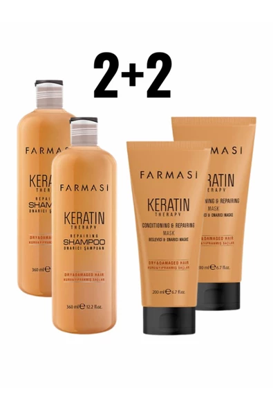 FARMASİ 2'li Keratın Therapy Onarıcı Şampuan 360 ml & 2'li Keratın Therapy Onarıcı Maske 200 ml ürün görseli 1