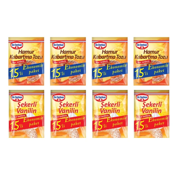 Dr.Oetker Kabartma Tozu 15 li + Vanilya 15 li x 8 li Ekonomik Paket ürün görseli 1