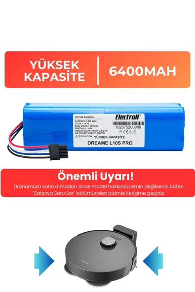 Dreame L10S Pro Robot Süpürge Bataryası (YÜKSEK KAPASİTE) 6400mAh Robot Süpürge Pil ürün görseli 1