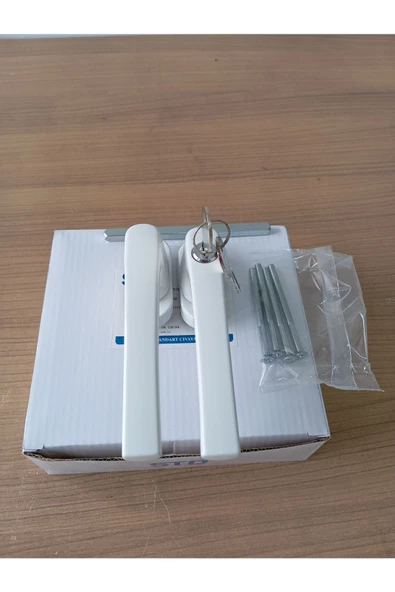Std Pvc Çiftli Kilitli Anahtarlı Beyaz Kapı Kolu - Resim 2