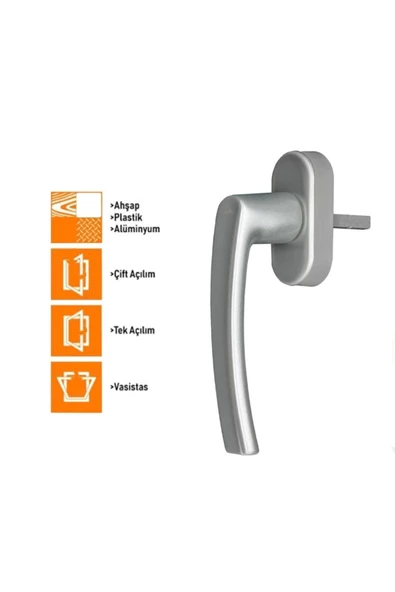 Roto Line Secustik Gümüş Pencere Kolu ürün görseli 1
