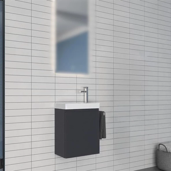Orka Ferla 40 cm Antrasit Banyo Dolabı Alt Modül ve Lavabo ürün görseli 1