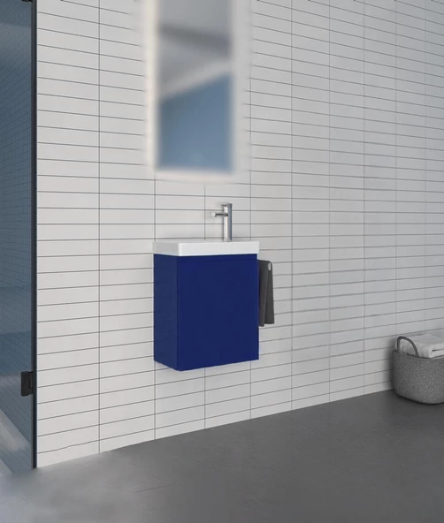 Orka Ferla 40 cm Mavi Banyo Dolabı Alt Modül ve Lavabo ürün görseli 1