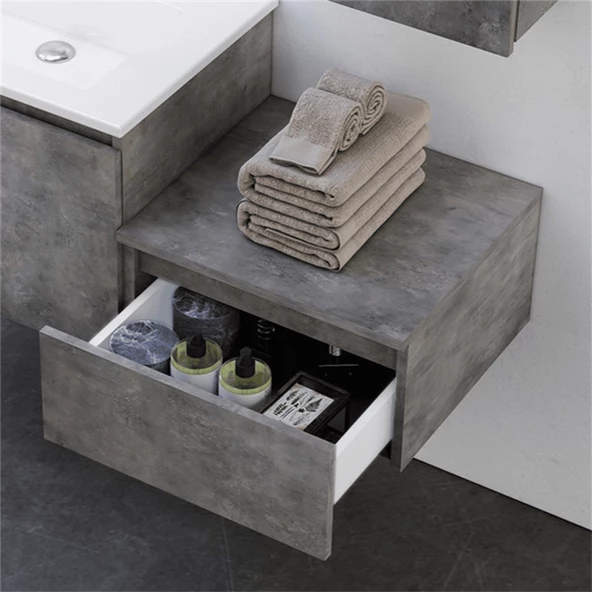 Orka Sidney 50 cm Rerto Gümüş Banyo Dolabı Çekmeceli ürün görseli 1
