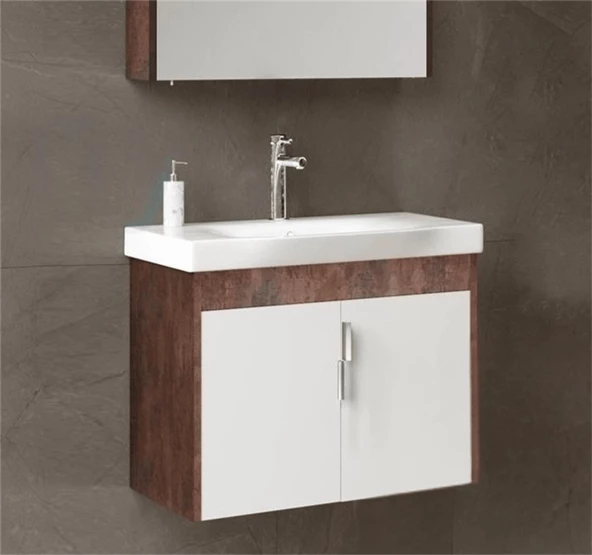 Orka Luna 65 cm Kahve Banyo Dolabı Alt Modül ve Lavabo ürün görseli 1