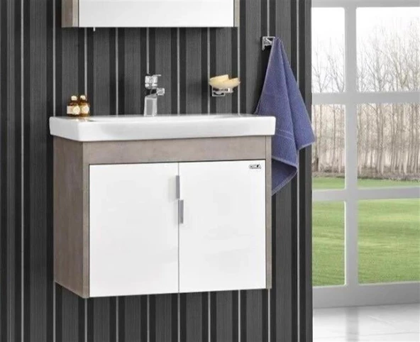 Orka Luna 65 cm Gri Banyo Dolabı Alt Modül ve Lavabo ürün görseli 1