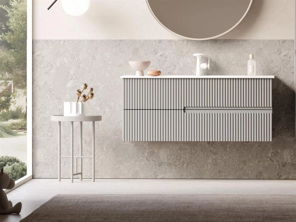 Orka Moonlight 90 cm Vizon Banyo Dolabı Alt Modül ve Lavabo ürün görseli 1