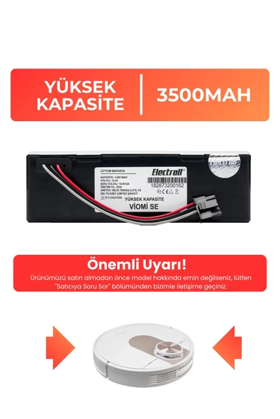 Viomi Se Uyumlu Batarya (YÜKSEK KAPASİTE) 3500mah Pil Robot Süpürge Batarya Değişimi ürün görseli 1