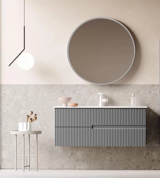 Orka Moonlight 120 cm Mat Gri Banyo Dolabı Takımı ürün görseli 1
