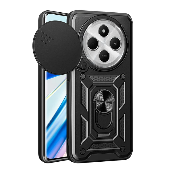 Xiaomi Redmi 14C 4G Kılıf Magnetik Standlı Kamera Korumalı Zore Sürgülü Vega Kapak ürün görseli 1