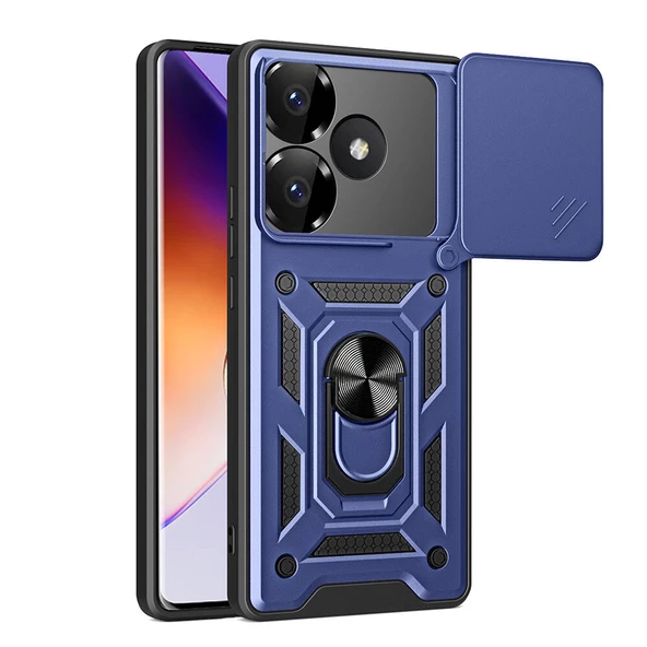 Xiaomi Poco F6 Kılıf Magnetik Standlı Kamera Korumalı Zore Sürgülü Vega Kapak ürün görseli 1
