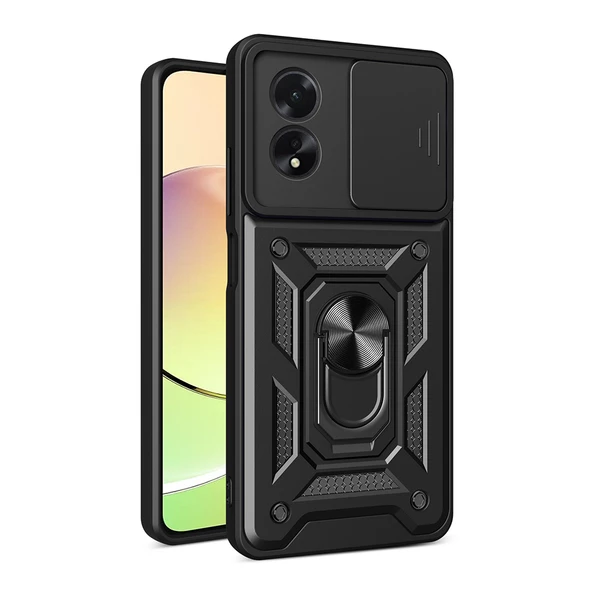Oppo A38 Kılıf Magnetik Standlı Kamera Korumalı Zore Sürgülü Vega Kapak ürün görseli 1