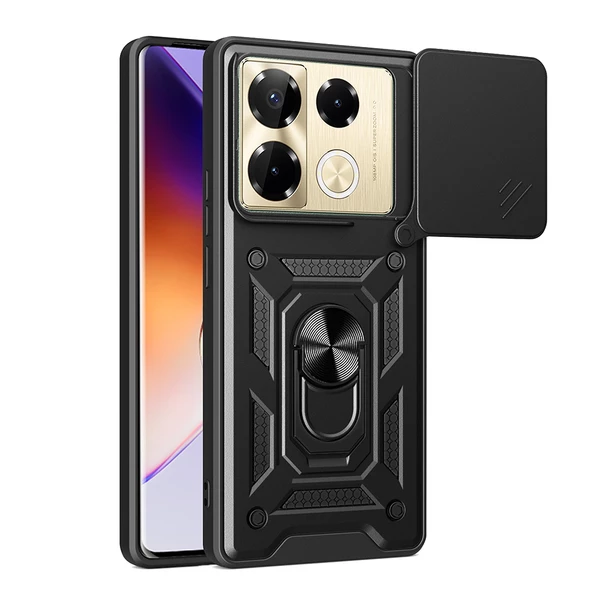 İnfinix Note 40 Pro Kılıf Magnetik Standlı Kamera Korumalı Zore Sürgülü Vega Kapak ürün görseli 1