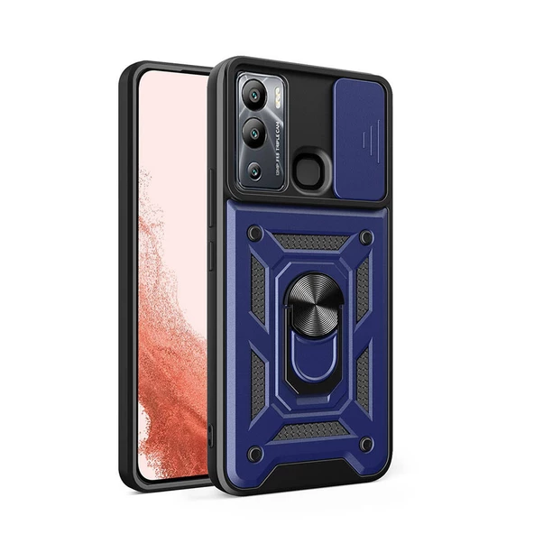 İnfinix Hot 12i Kılıf Magnetik Standlı Kamera Korumalı Zore Sürgülü Vega Kapak ürün görseli 1