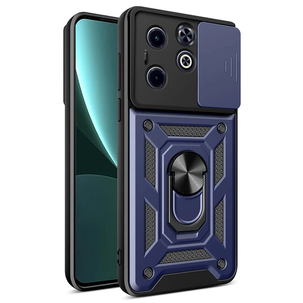 İnfinix Hot 40i Kılıf Magnetik Standlı Kamera Korumalı Zore Sürgülü Vega Kapak ürün görseli 1