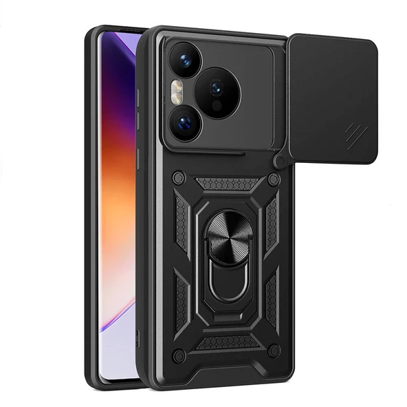 Huawei Pura 70 5G Kılıf Magnetik Standlı Kamera Korumalı Zore Sürgülü Vega Kapak ürün görseli 1