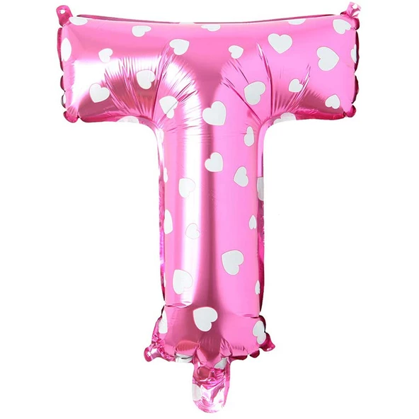 T Harf Pembe Folyo Balon 16 inç 36 cm ürün görseli 1