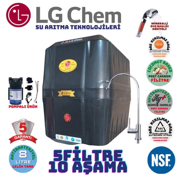 LG Chem COOL SİYAH POMPALI 8 LİTRE 5 FİLTRE 10 AŞAMA SU ARITMA CİHAZI ürün görseli 1