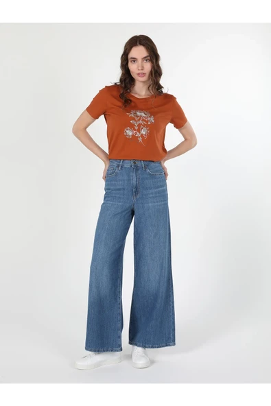 Colins 920 Elsa Yüksek Bel Normal Kesim Super Wide Leg Mavi Kadın Jean Pantolon Cl1060494 ürün görseli 1