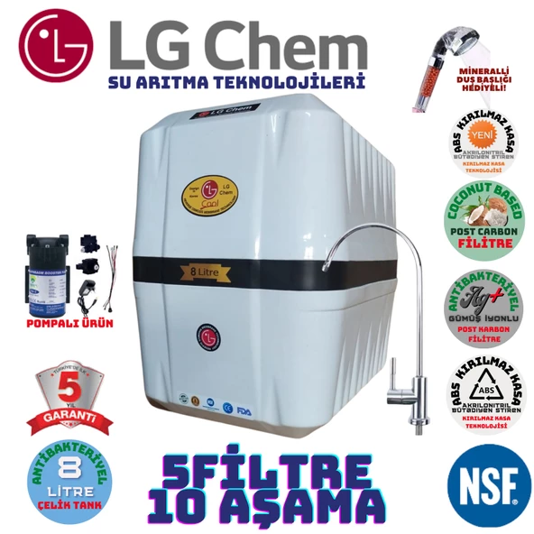 LG Chem COOL BEYAZ SİYAH POMPALI 8 LİTRE 5 FİLTRE 10 AŞAMA SU ARITMA CİHAZI ürün görseli 1