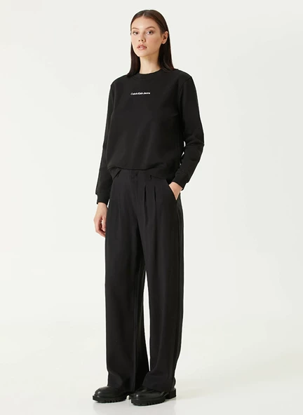 Calvin Klein Jeans Yuvarlak Yaka Baskılı Siyah Kadın Sweatshırt INSTITUTIONAL CREW NECK ürün görseli 1