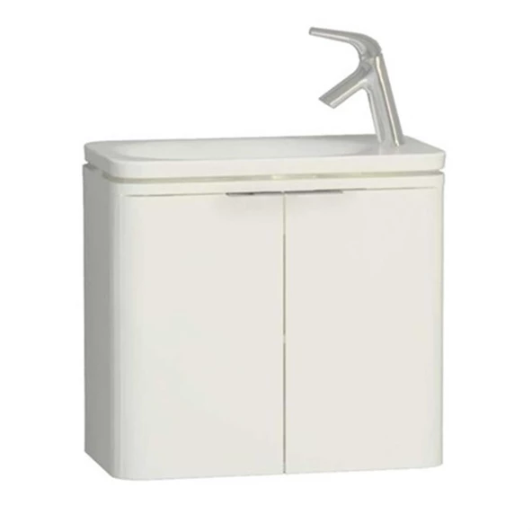 56415 Vitra Nest Trendy Dar Lavabo Dolabı, 60 cm, Parlak Beyaz (Lavabo Dahil) ürün görseli 1