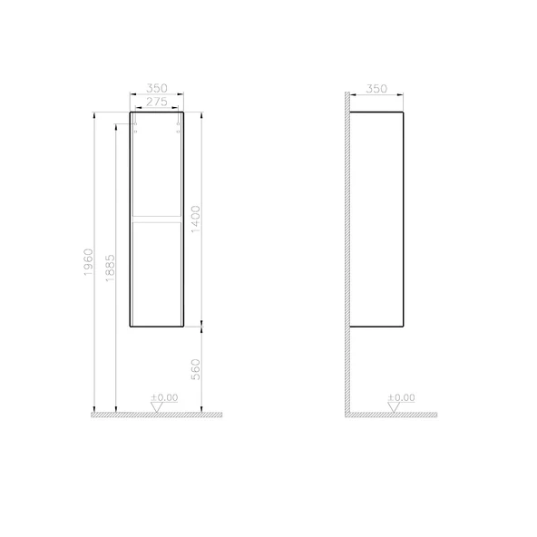 56343 Vitra Step Boy Dolabı, Parlak Beyaz, Sol (Demonte) - Resim 2