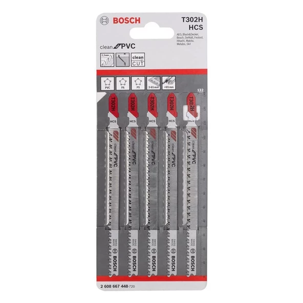 Bosch Dekupaj Bıçağı Cleanfor Pvc T302H 5'Li - 2608667448 ürün görseli 1