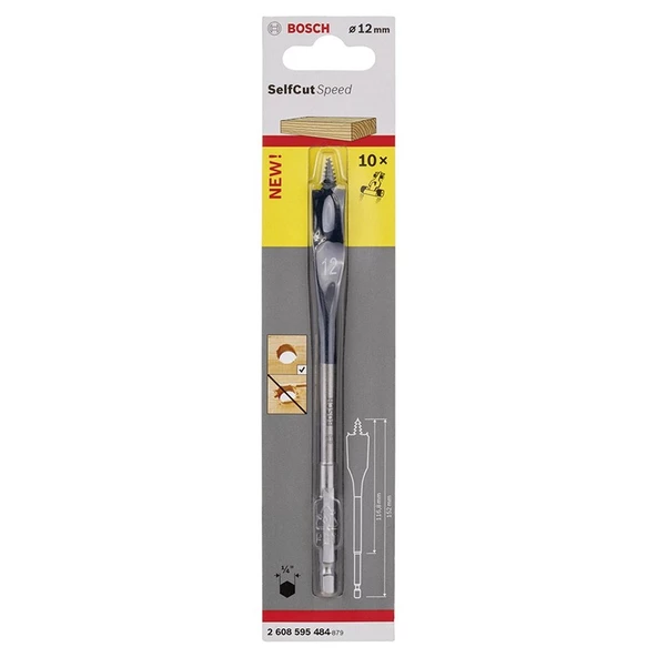 Bosch - Self Cut Speed Serisi Ahşap için Yaprak Matkap Ucu 12*152mm - 2608595484 ürün görseli 1