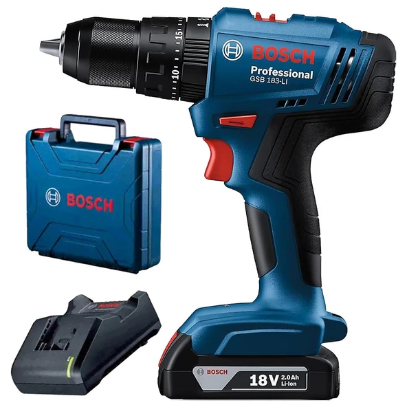 Bosch GSB 183-Li Tek Akülü 2 Ah Darbeli Vidalama Makinesi ürün görseli 1
