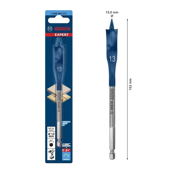Bosch EXP SCS Yaprak Ahşap Matkap Ucu HEX 13x152mm - 2608900313 ürün görseli 1