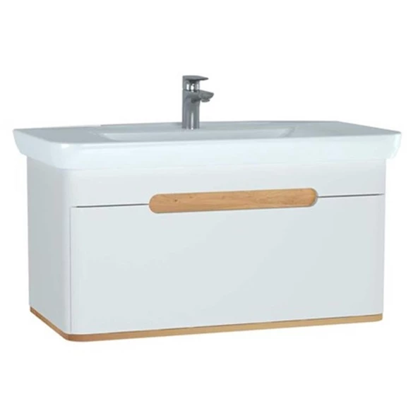 60814 Vitra Sento Tek Çekmeceli Lavabo Dolabı, Ayaksız, 100 Cm, Mat Beyaz ürün görseli 1
