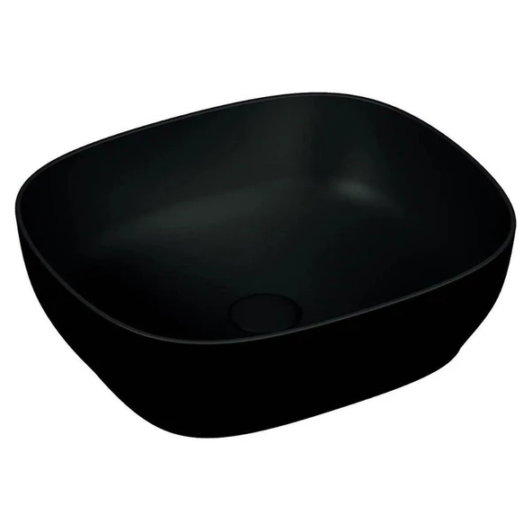 5994B483-0016 Vitra Outline Kare Çanak Lavabo, 48 cm, Mat Siyah ürün görseli 1
