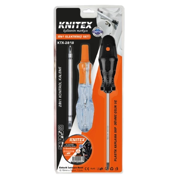 Knitex 2818 Elektrikçi Seti Vakumlu 3in1 Pcs Hrd-008948 ürün görseli 1