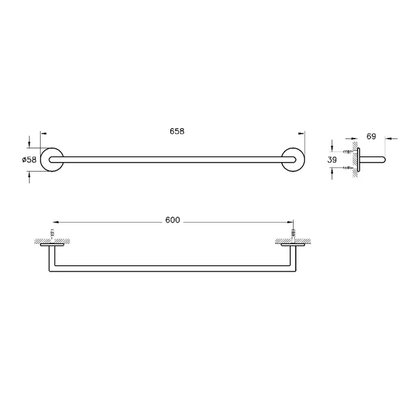 A4489736 Vitra Origin Havluluk, 60 cm, Mat Siyah - Resim 2