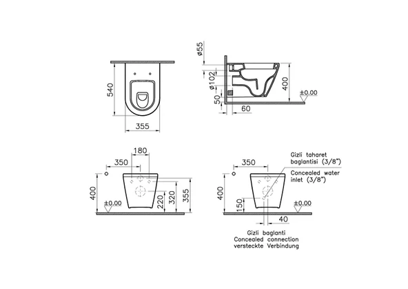 7064L003-0850 Vitra İntegra Asma Klozet - Resim 4