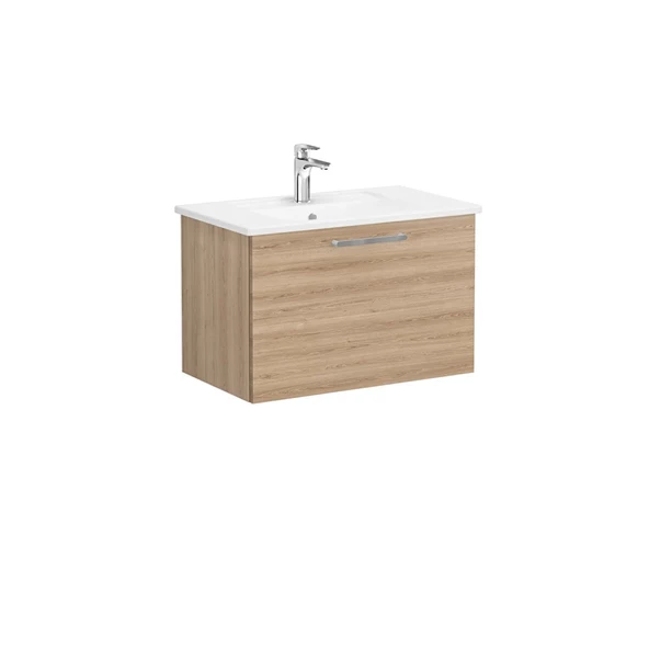 66422 Vitra Root Flat Tek Çekmeceli Lavabo Dolabı, 80 cm, Doğal Meşe (Köşeli Lavabo Dahil) ürün görseli 1
