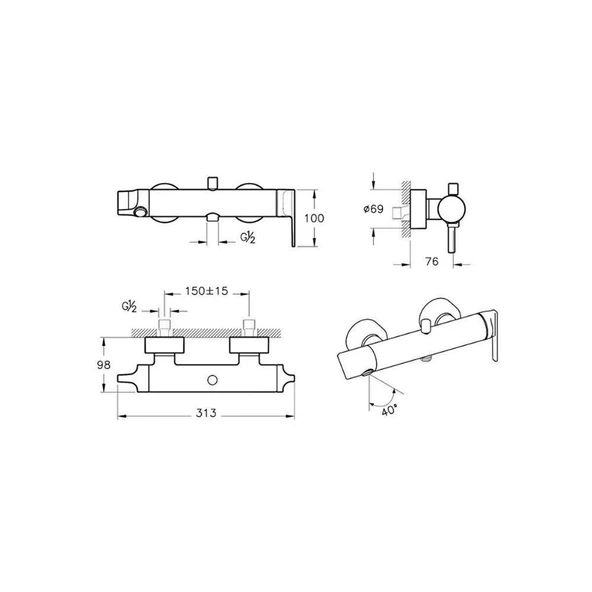 A42818 Vitra Suit Banyo Bataryası, Krom - Resim 2