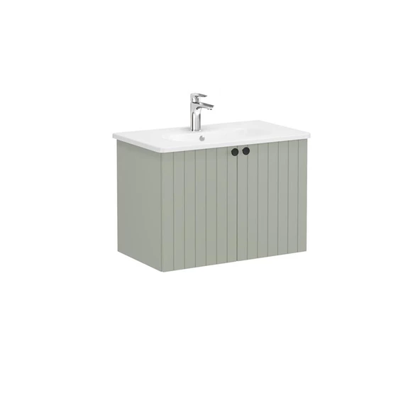 69295 Vitra Root Groove Kapaklı Lavabo Dolabı, 80 cm, Mat Retro Yeşil (Yuvarlak Lavabo Dahil) ürün görseli 1