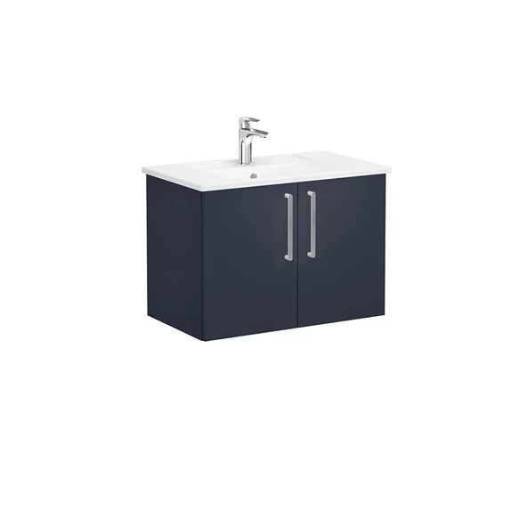 68150 Vitra Root Flat Kapaklı Lavabo Dolabı, 80 cm, Mat Lacivert (Köşeli Lavabo Dahil) ürün görseli 1