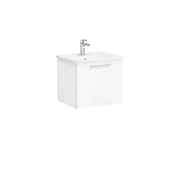 66414 Vitra Root Flat Tek Çekmeceli Lavabo Dolabı, 60 cm, Parlak Beyaz (Köşeli Lavabo Dahil) ürün görseli 1