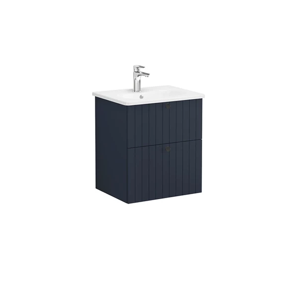 69420 Vitra Root Groove Çift Çekmeceli Lavabo Dolabı, 60 cm, Mat Lacivert (Yuvarlak Lavabo Dahil) ürün görseli 1