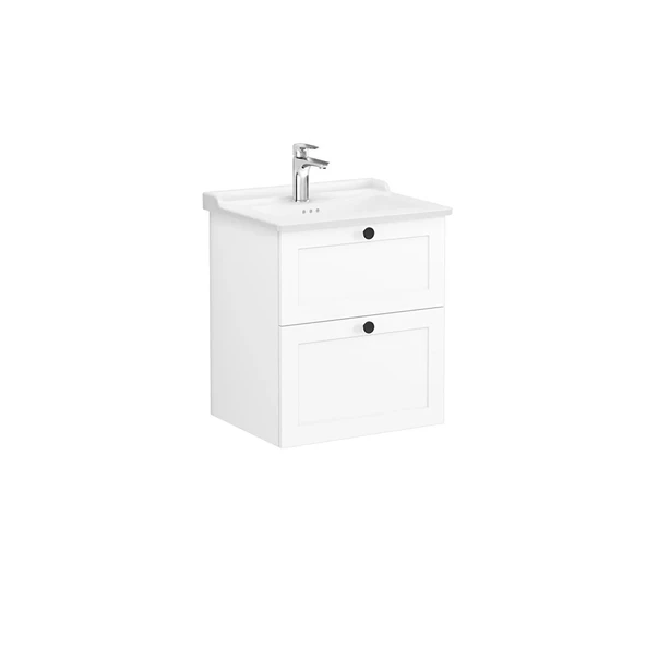 68848 Vitra Root Classic Çift Çekmeceli Lavabo Dolabı, 60 cm, Mat Beyaz (Klasik Lavabo Dahil) ürün görseli 1