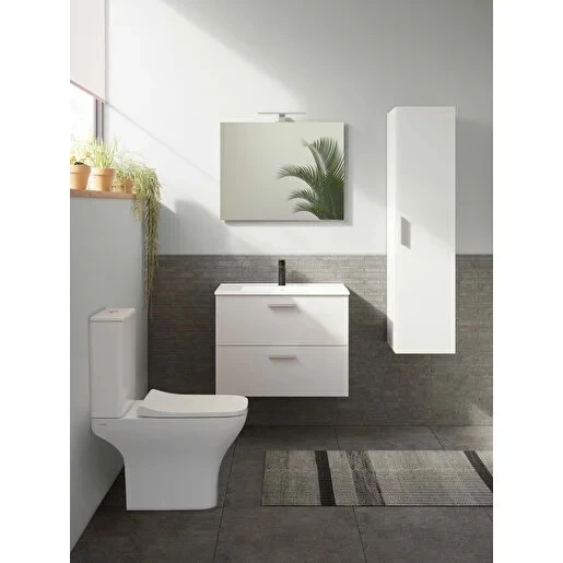 75024 Vitra Mia Demonte Set, 80 cm, Çekmeceli, (Lavabo Dolabı, Aydınlatmalı Ayna), Parlak Beyaz ürün görseli 1
