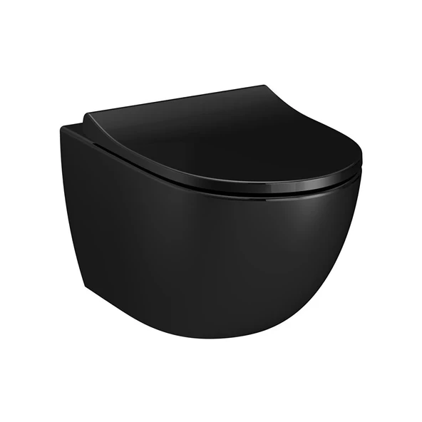 7748B070-0559 Vitra Sento Rim-ex Kanalsız Asma Klozet, Parlak Siyah ürün görseli 1