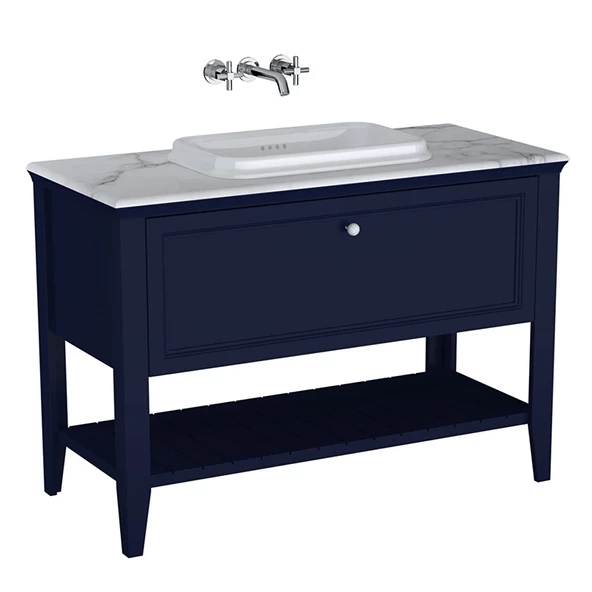 65783 Vitra Valarte Neo Tek Çekmeceli Tezgah Üstü Lavabo Dolabı, 120 cm, Çelik Mavisi (Mermer Tezgah ve Lavabo dahil) ürün görseli 1