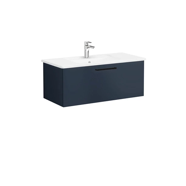 68244 Vitra Root Flat Tek Çekmeceli Lavabo Dolabı, 100 cm, Mat Lacivert (Köşeli Lavabo Dahil) ürün görseli 1
